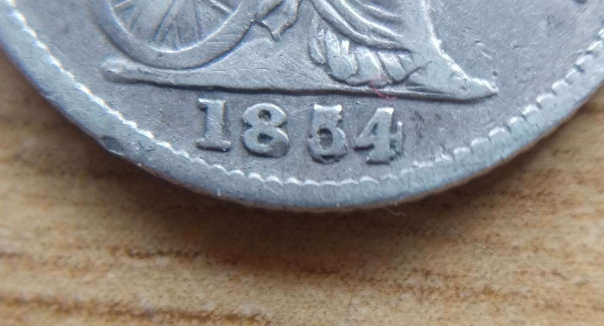 Over stamped Great Britain Queen Victoria silver 1854 / 1864 Four Pence. Great coin!!