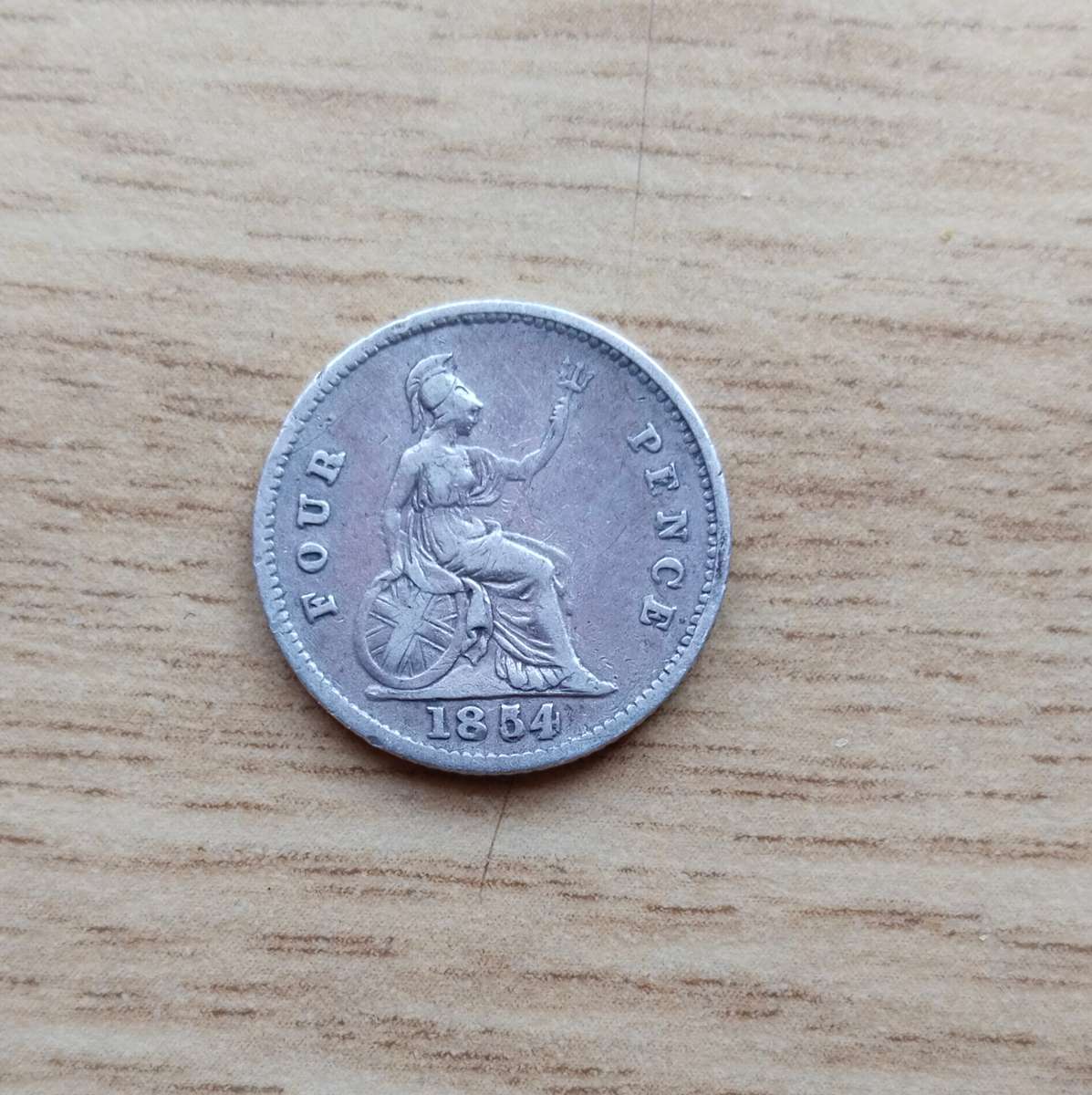 Over stamped Great Britain Queen Victoria silver 1854 / 1864 Four Pence. Great coin!!