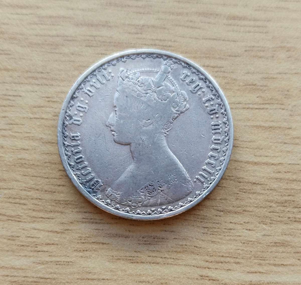 Great Britain Queen Victoria silver Gothic Florin.