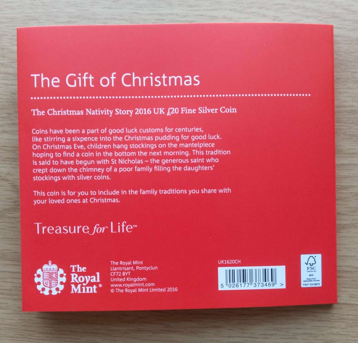 Great Britain 2016 Fine Silver Nativity 20 Pound coin. Queen Elizabeth II.