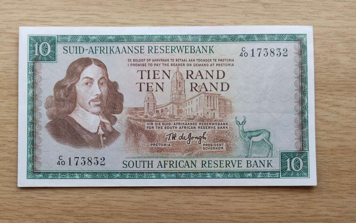 South Africa de Jongh Old R10 Bank Note. Good condition. (832)