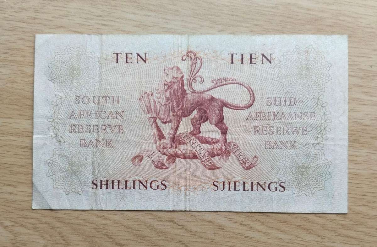 South Africa M.H. de Kock 22.1.58 Ten Shillings Bank Note. (629)