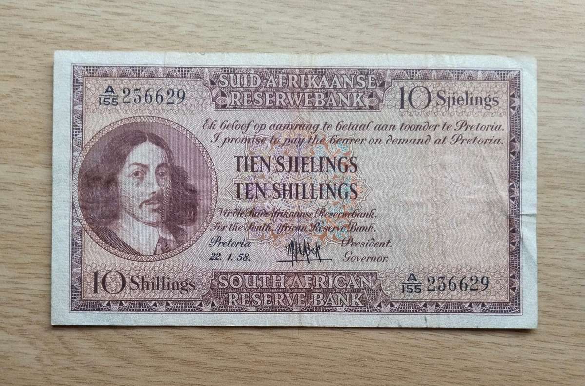 South Africa M.H. de Kock 22.1.58 Ten Shillings Bank Note. (629)
