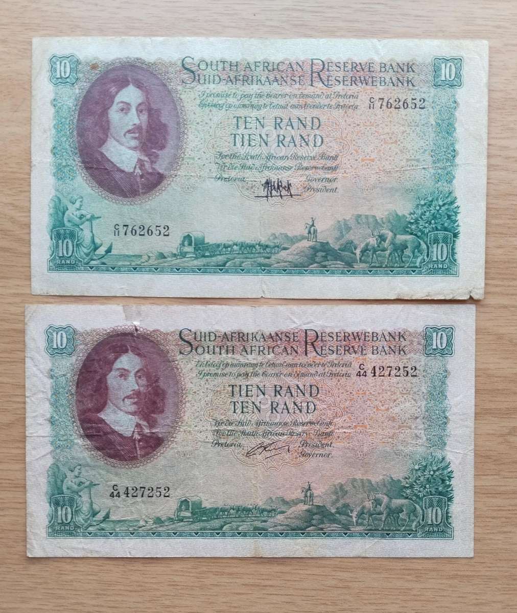 South Africa M.H. de Kock and G. Rissik old R10 Bank Notes. One bid takes all.
