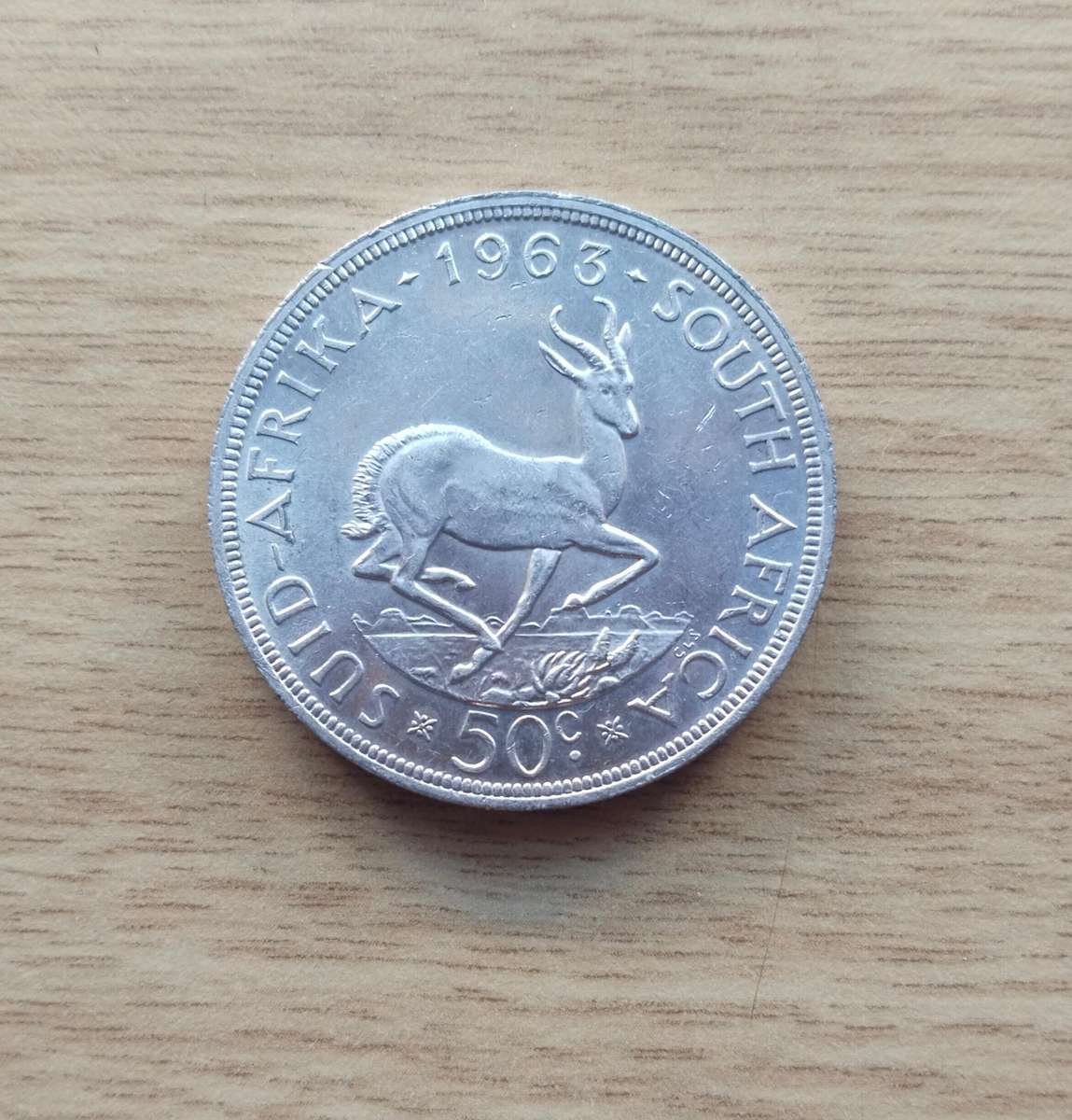South Africa 1963 Silver 50 cent. Good condition.