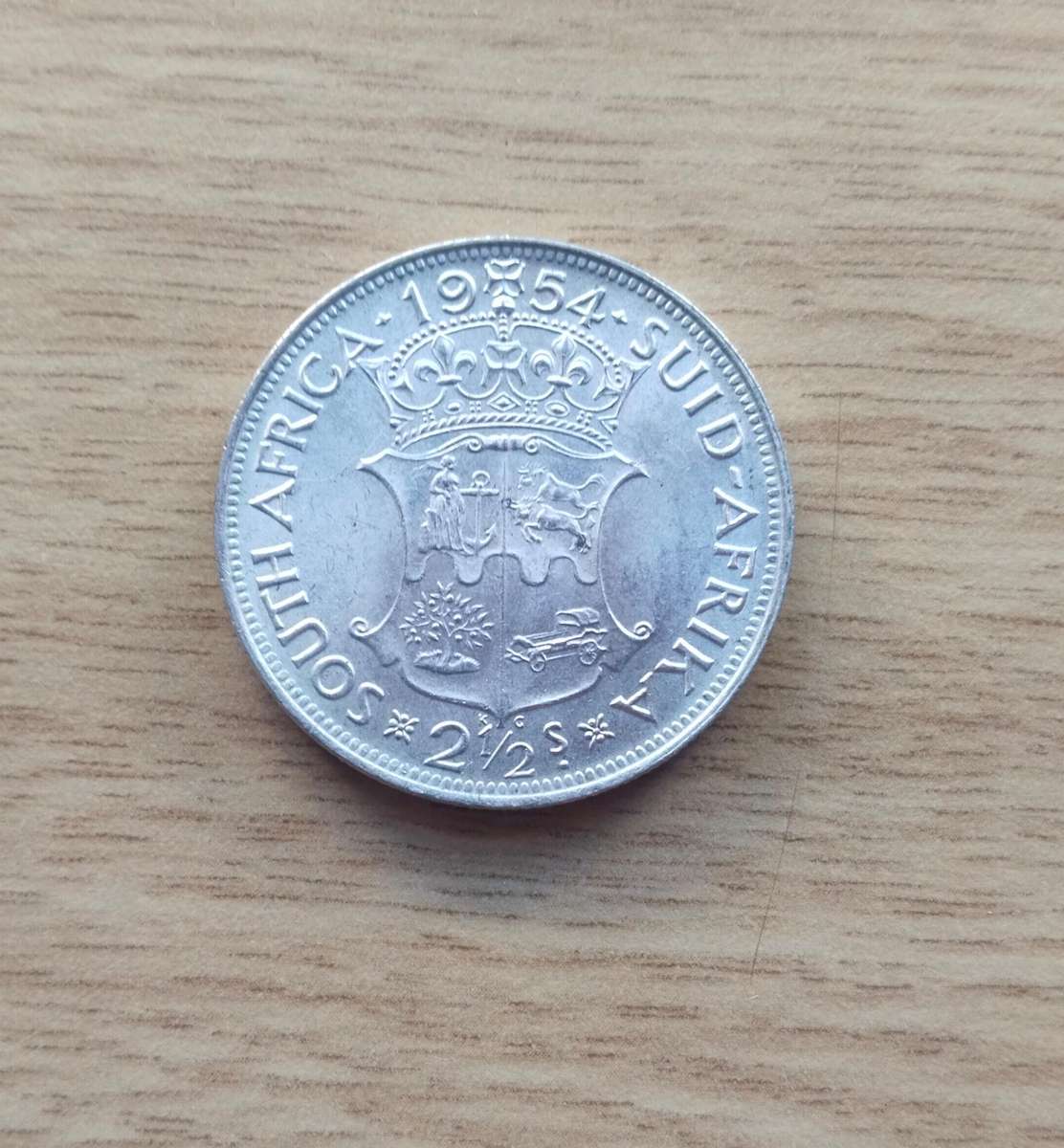 South Africa 1954 Silver Half Crown. Good condition.