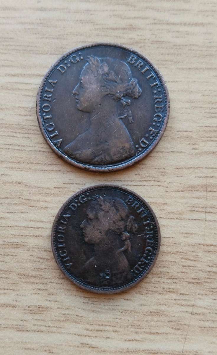 Great Britain Queen Victoria 1873 Half Penny and 1878 Quarter Penny.