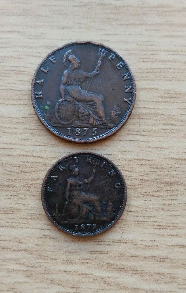 Great Britain Queen Victoria 1873 Half Penny and 1878 Quarter Penny.