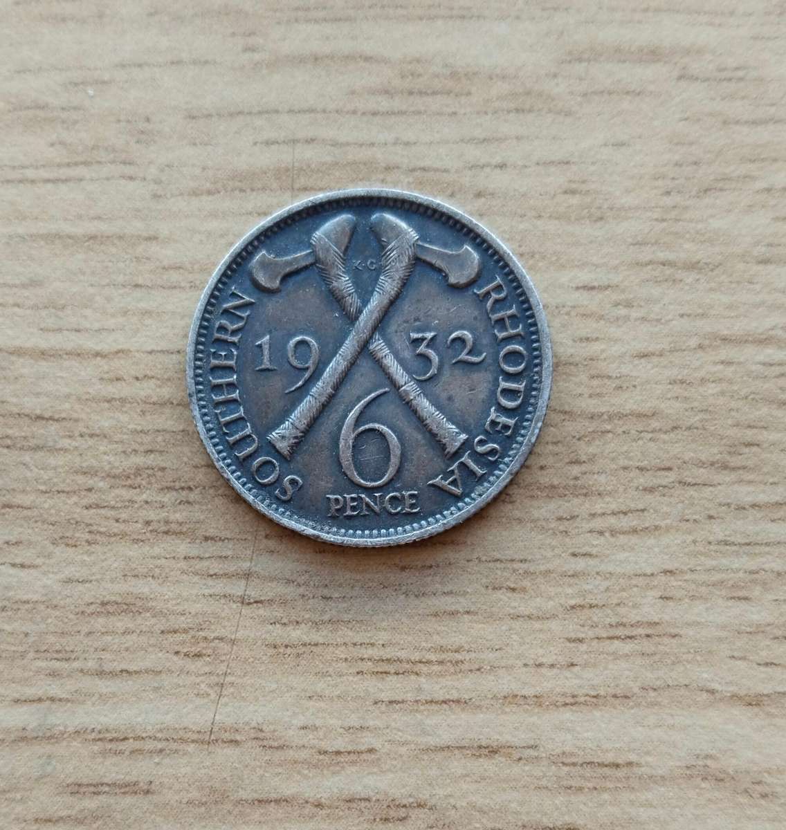 Southern Rhodesia 1932 Silver Sixpence.