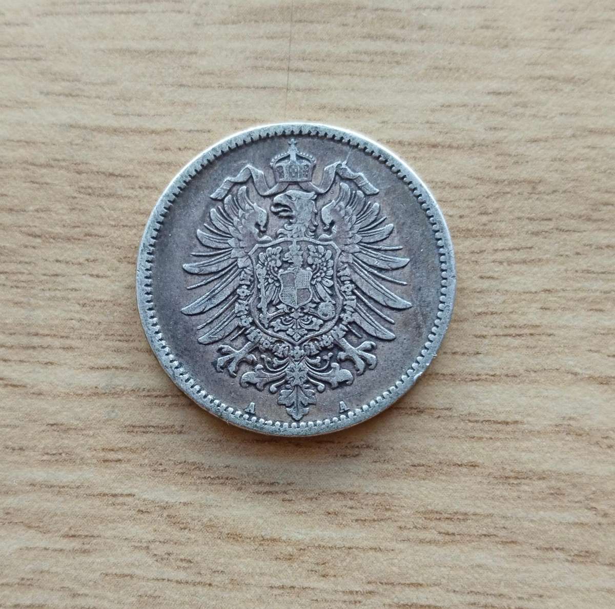 Germany 1875 Silver 1 Mark. 5.556 Grams. 90% Silver.