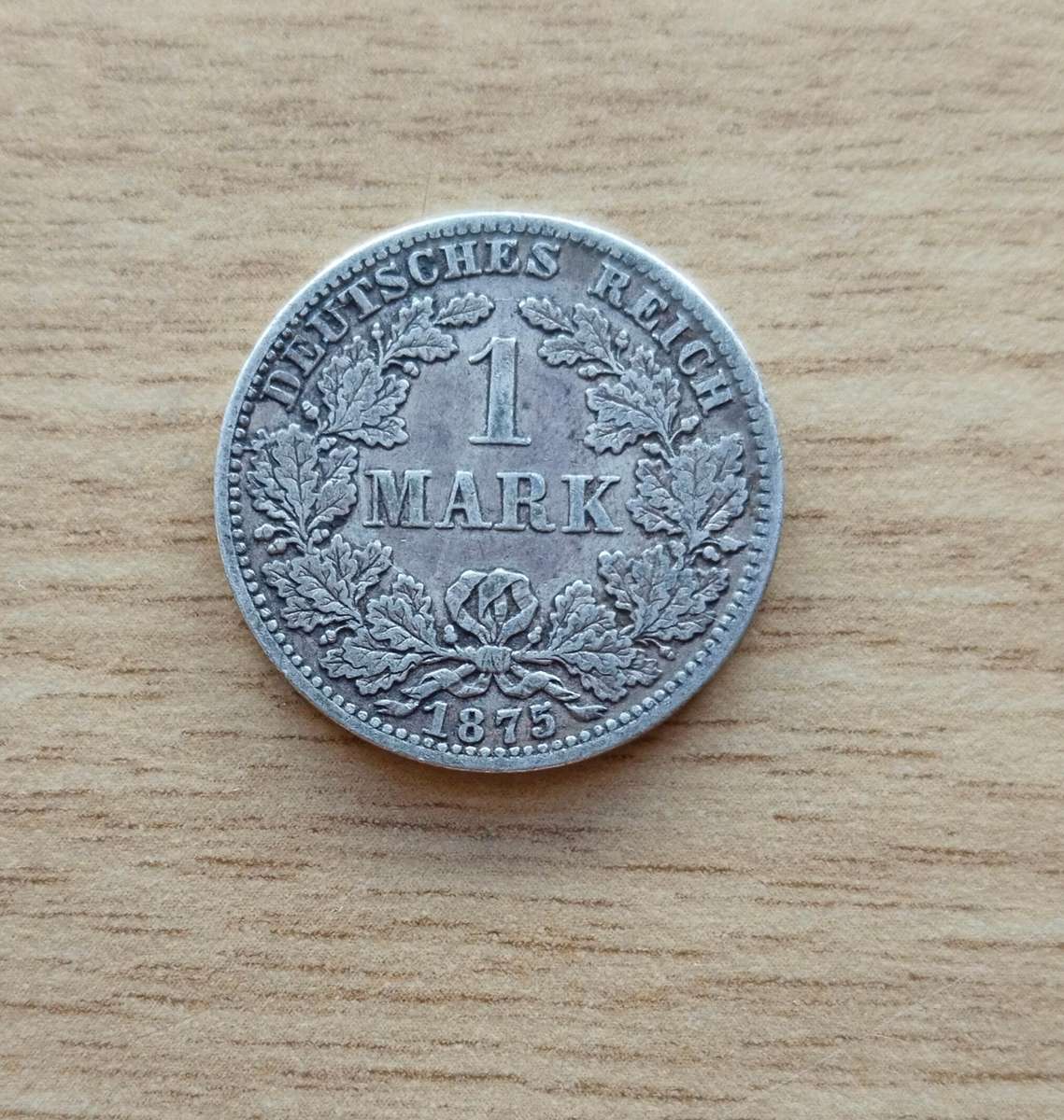 Germany 1875 Silver 1 Mark. 5.556 Grams. 90% Silver.
