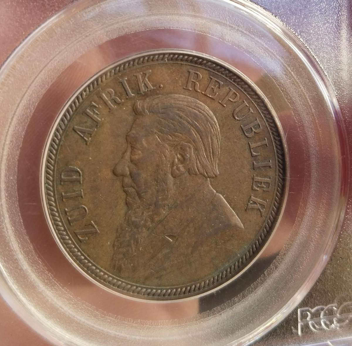 ZAR 1894 Paul Kruger PCGS AU55 Penny.