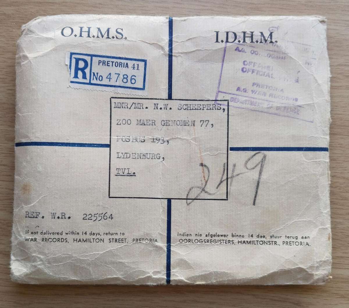 WW11 Group Medals Awarded to N.W. SCHEEPERS