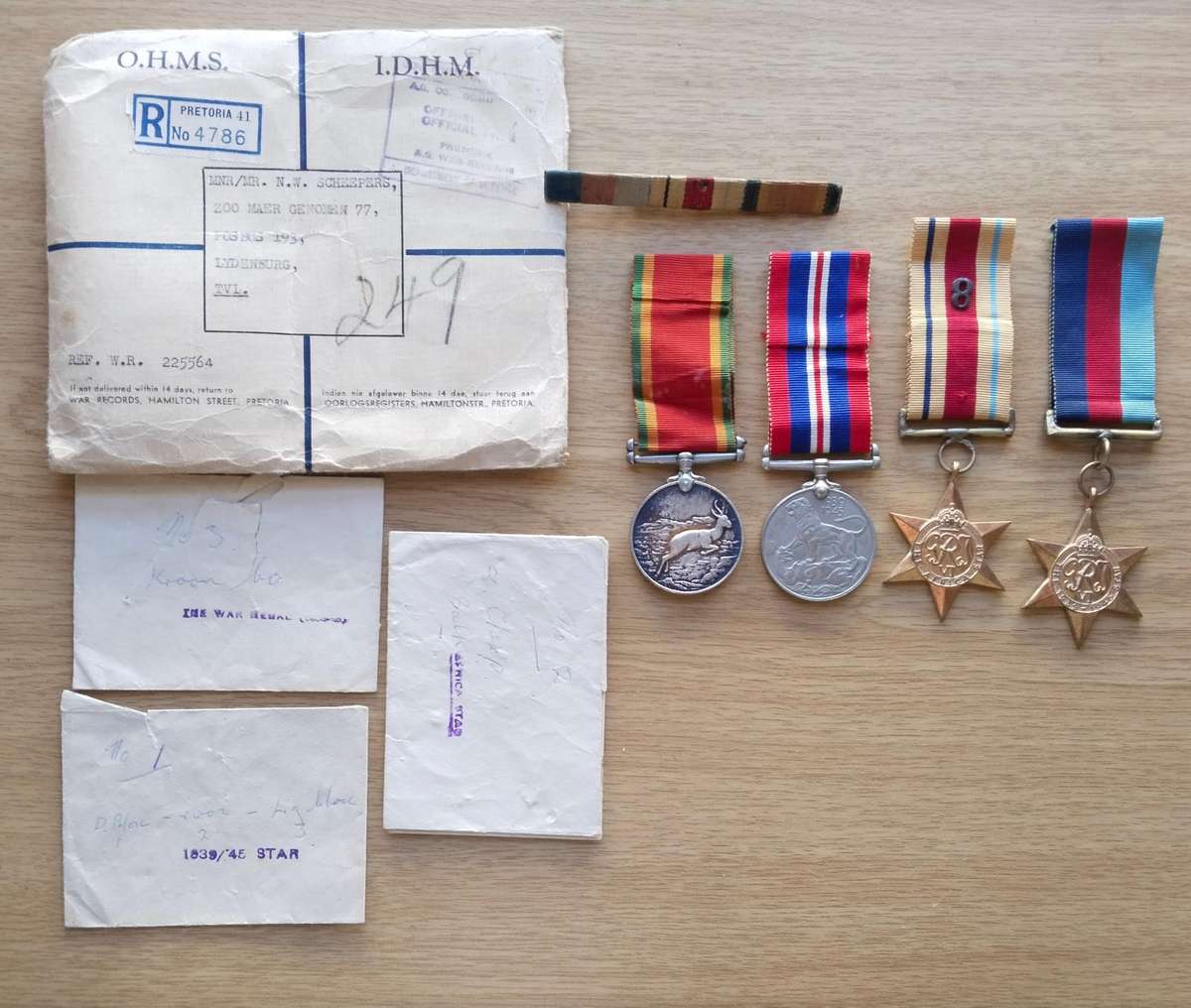 WW11 Group Medals Awarded to N.W. SCHEEPERS