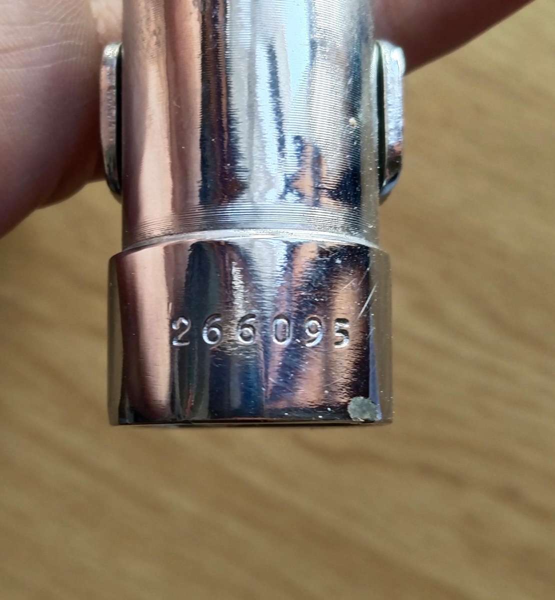 SANDF Silver Colour Old R1 Rifle Bayonet With Scabbard. No. 266095