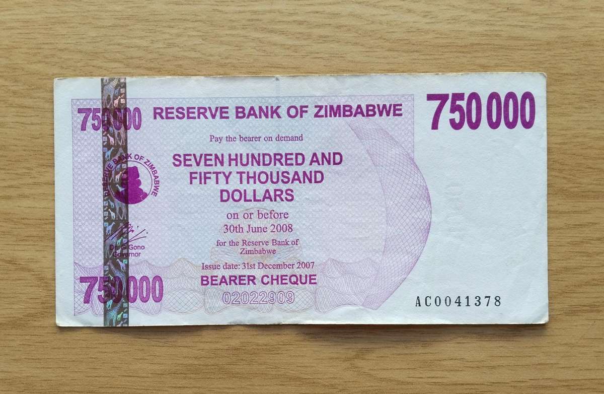 Zimbabwe 750000 Dollar Bank Note. (AC378)