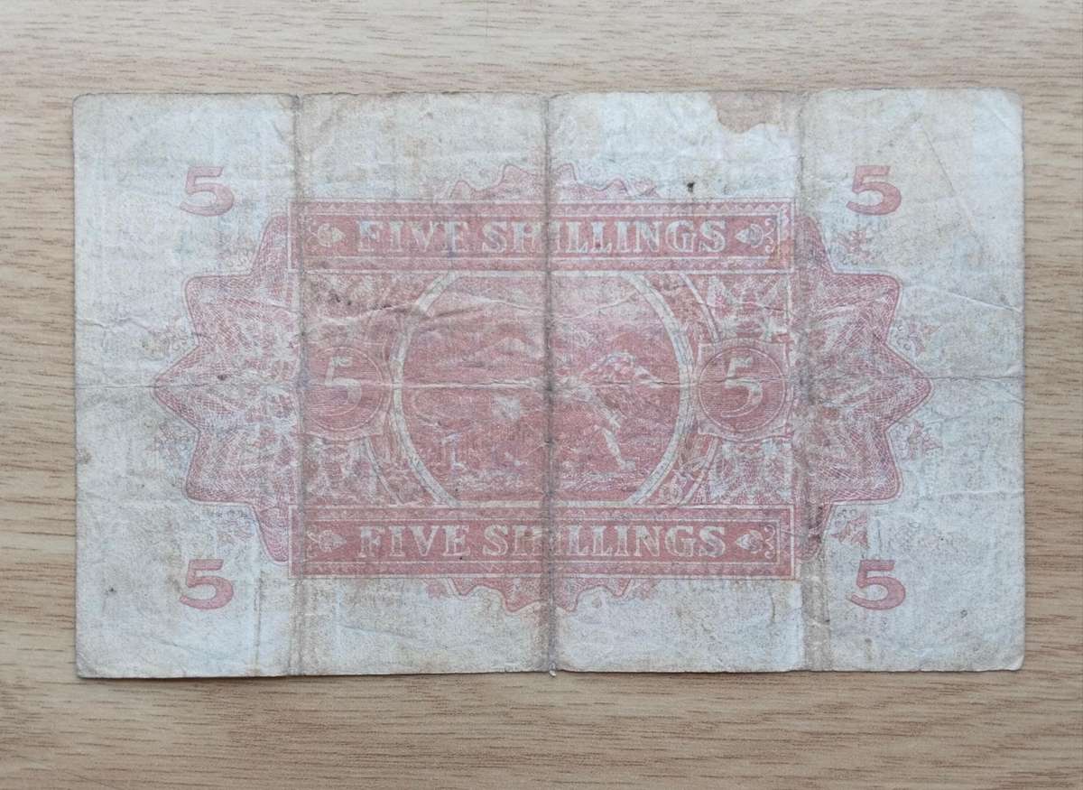 East Africa Currency Board Nairobi 1st July 1941 Five Shillings Bank Note.