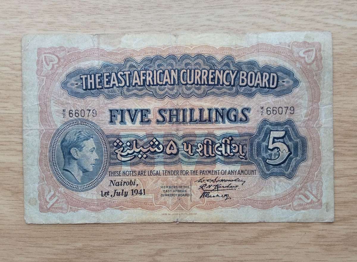 East Africa Currency Board Nairobi 1st July 1941 Five Shillings Bank Note.