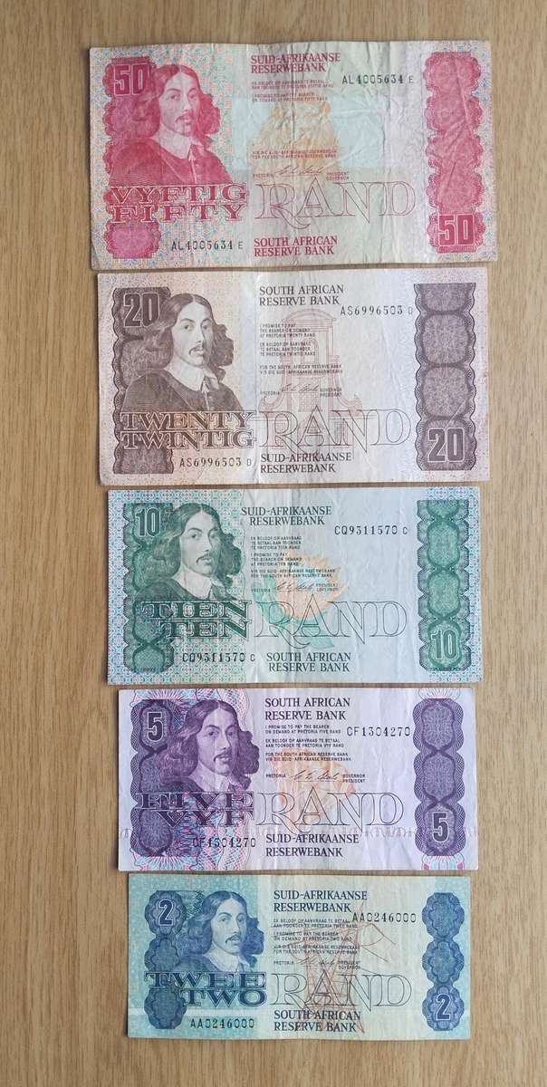 South Africa CL Stals Set Bank Notes. R50-R2 (5 Bank Notes)