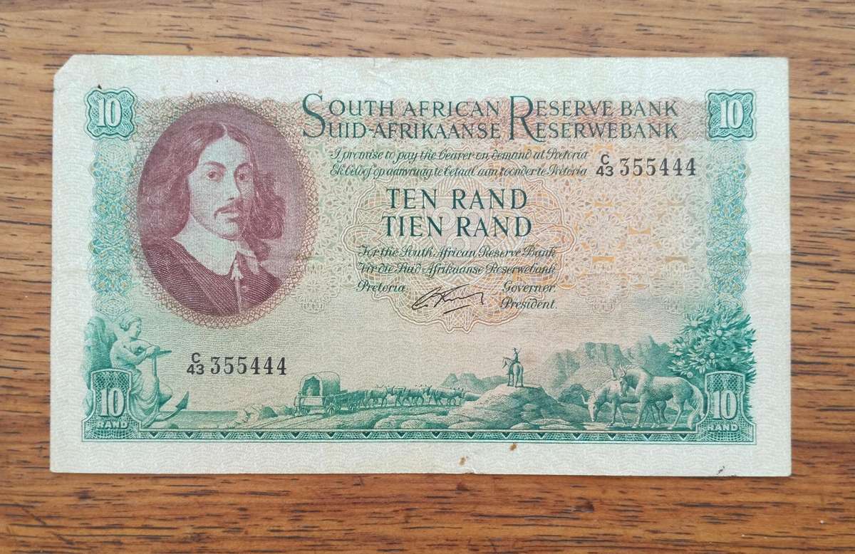 South Africa G Rissik old R10 Bank Note. (444)