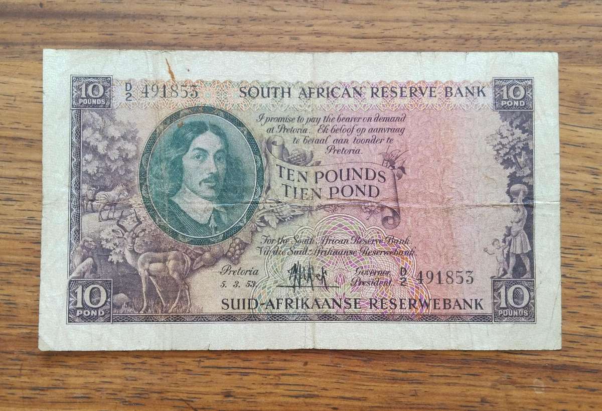 South Africa M.H. de Kock 5.3.53 Tien Pond Bank Note. (853)