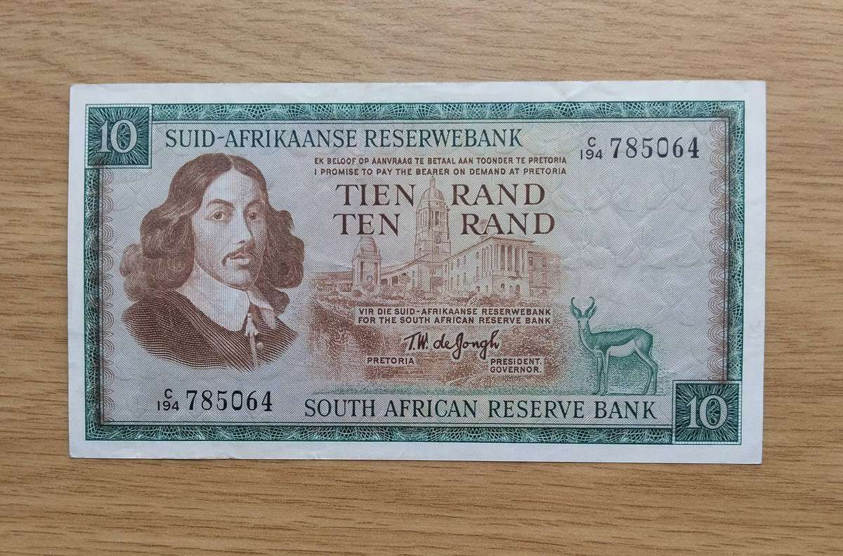 South African T.W. de Jongh Old R10 Bank Note. Good Condition. (064)