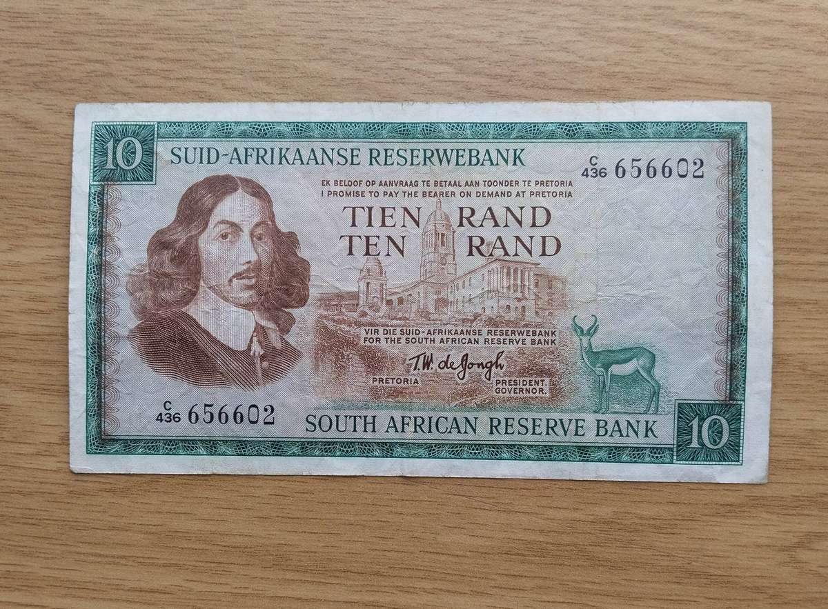 South African T.W. de Jongh Old R10 Bank Note. Good Condition. (602)