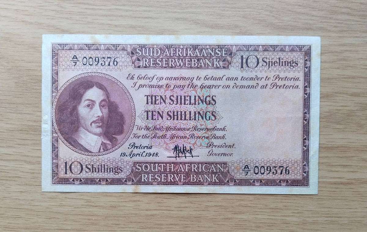 South African M.H. de Kock 19 April 1948 Tien Shillings. (376)