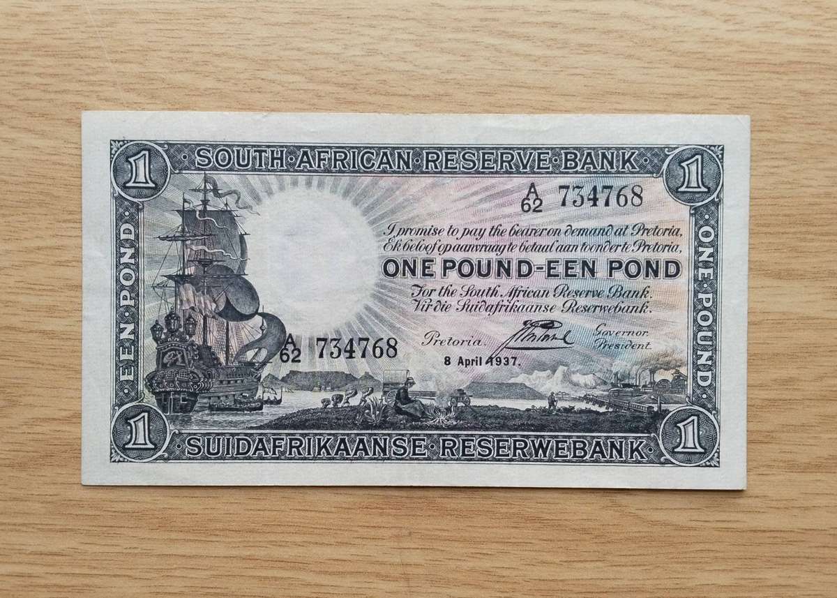 South Africa J. Postmus 8 April 1937 One Pound Bank Note. Great Condition. (768)