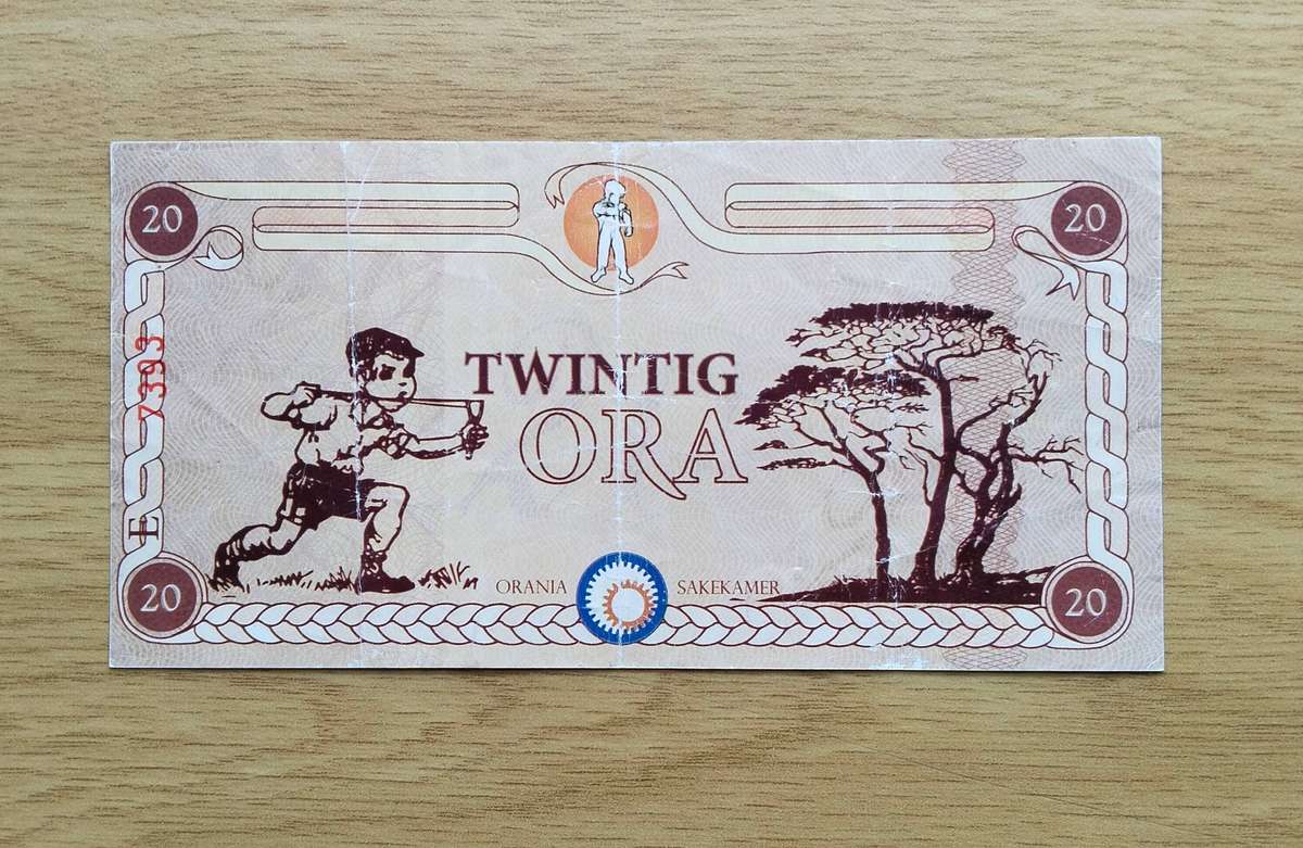 South African Oranja 20 Ora Bank Note.