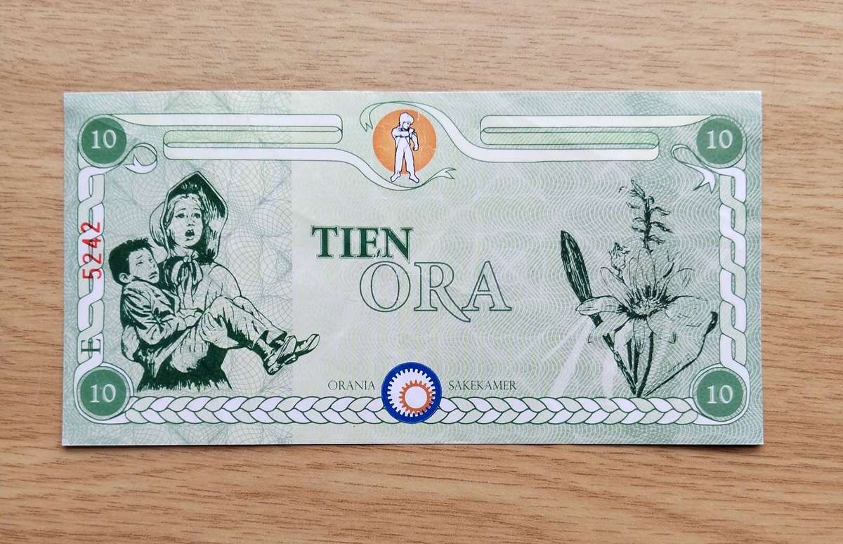 South Africa Oranja 10 Ora Bank Note.