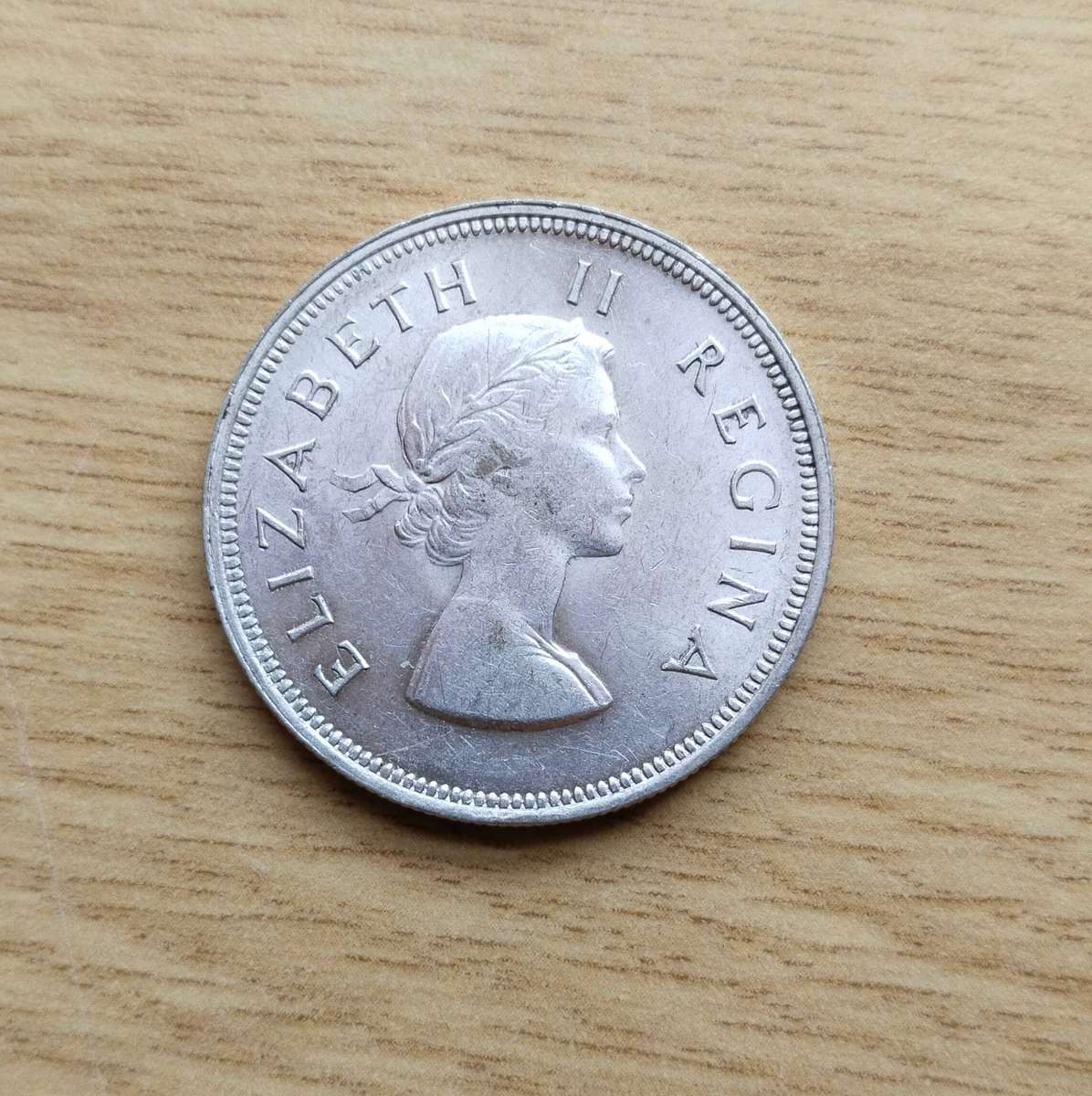 South Africa 1955 Silver Half Crown. Good Condition.