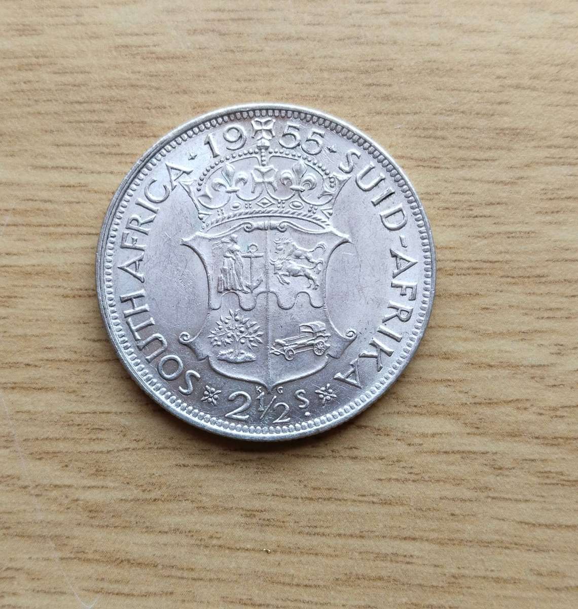 South Africa 1955 Silver Half Crown. Good Condition.