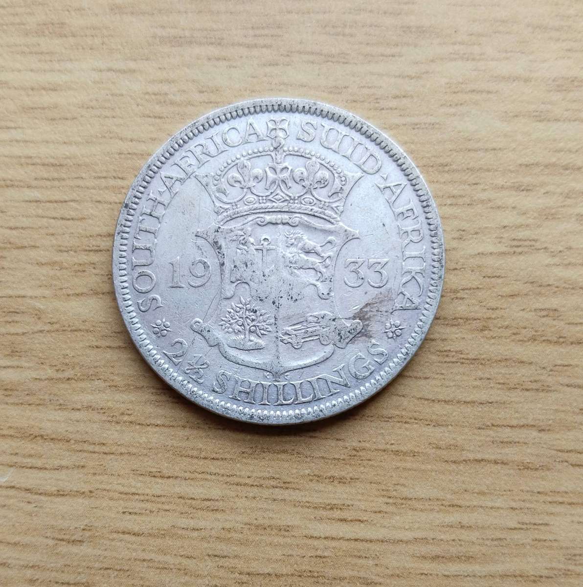 South African 1933 Silver Half Crown. Rare Date.