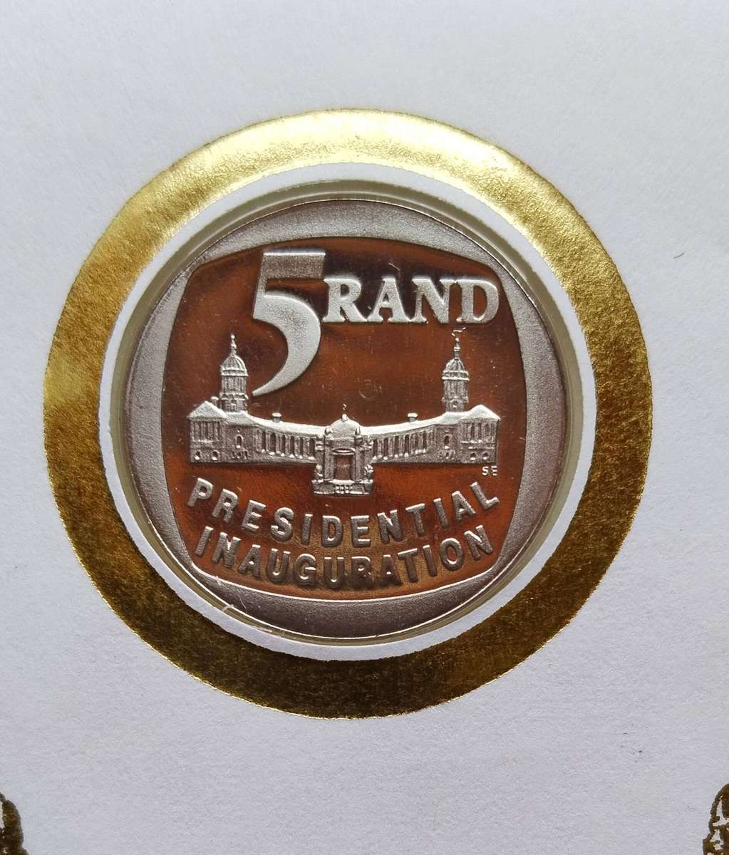 South African 1994 Proof Inauguration R5 in First Day Cover.