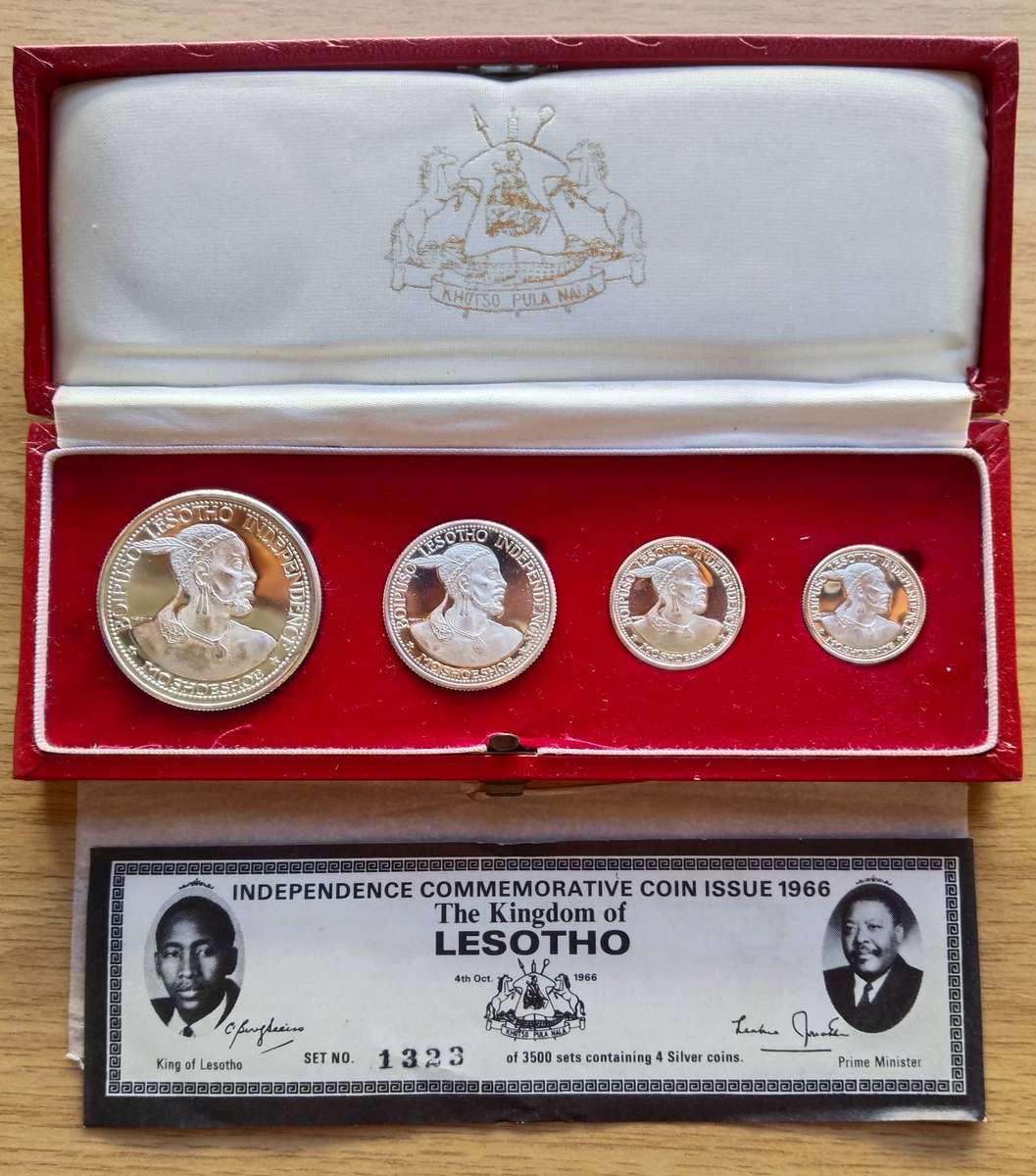 Lesotho 1966 Silver Proof Independence Coin Set. 48.68 Grams. 90% Silver.