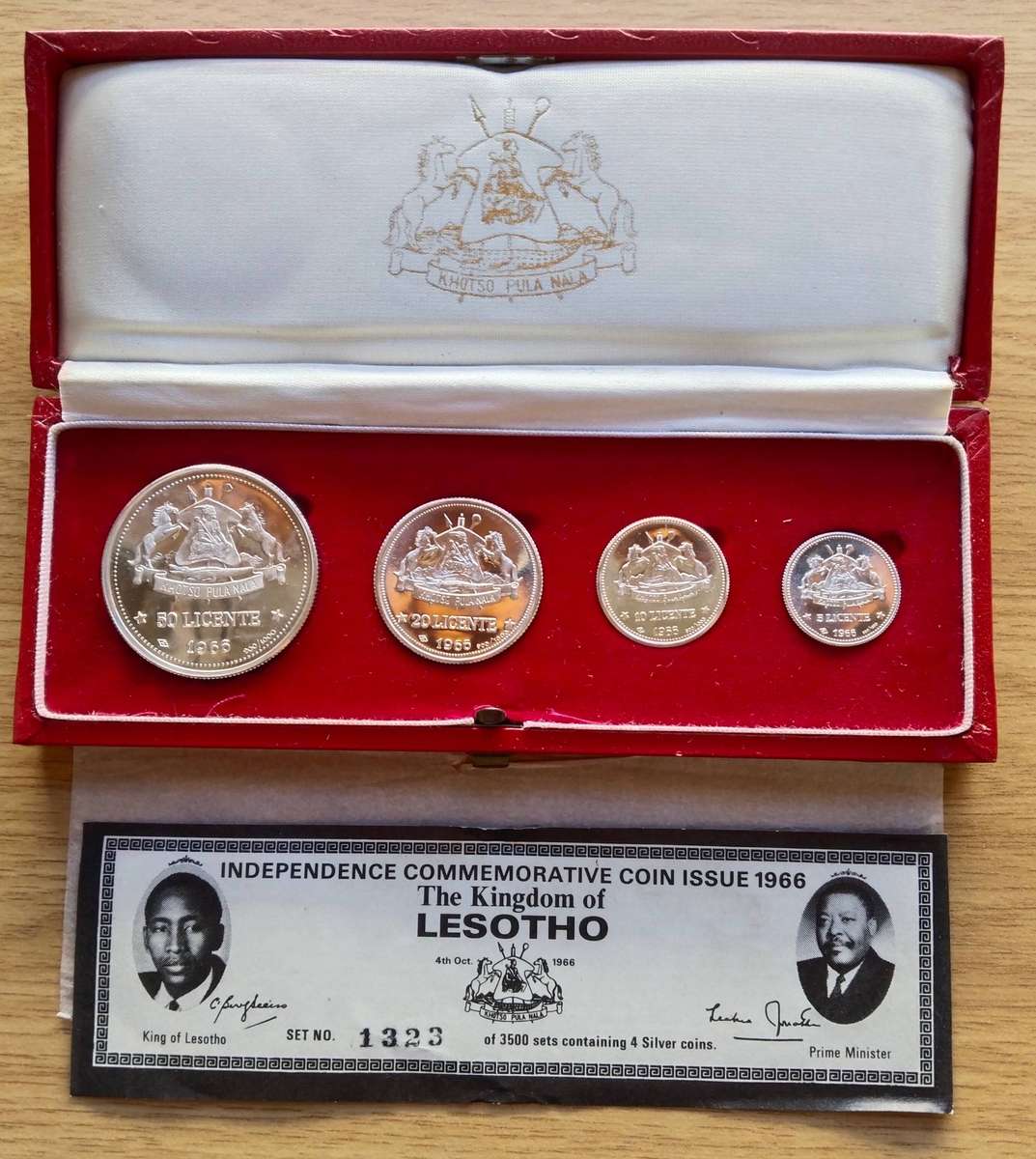 Lesotho 1966 Silver Proof Independence Coin Set. 48.68 Grams. 90% Silver.