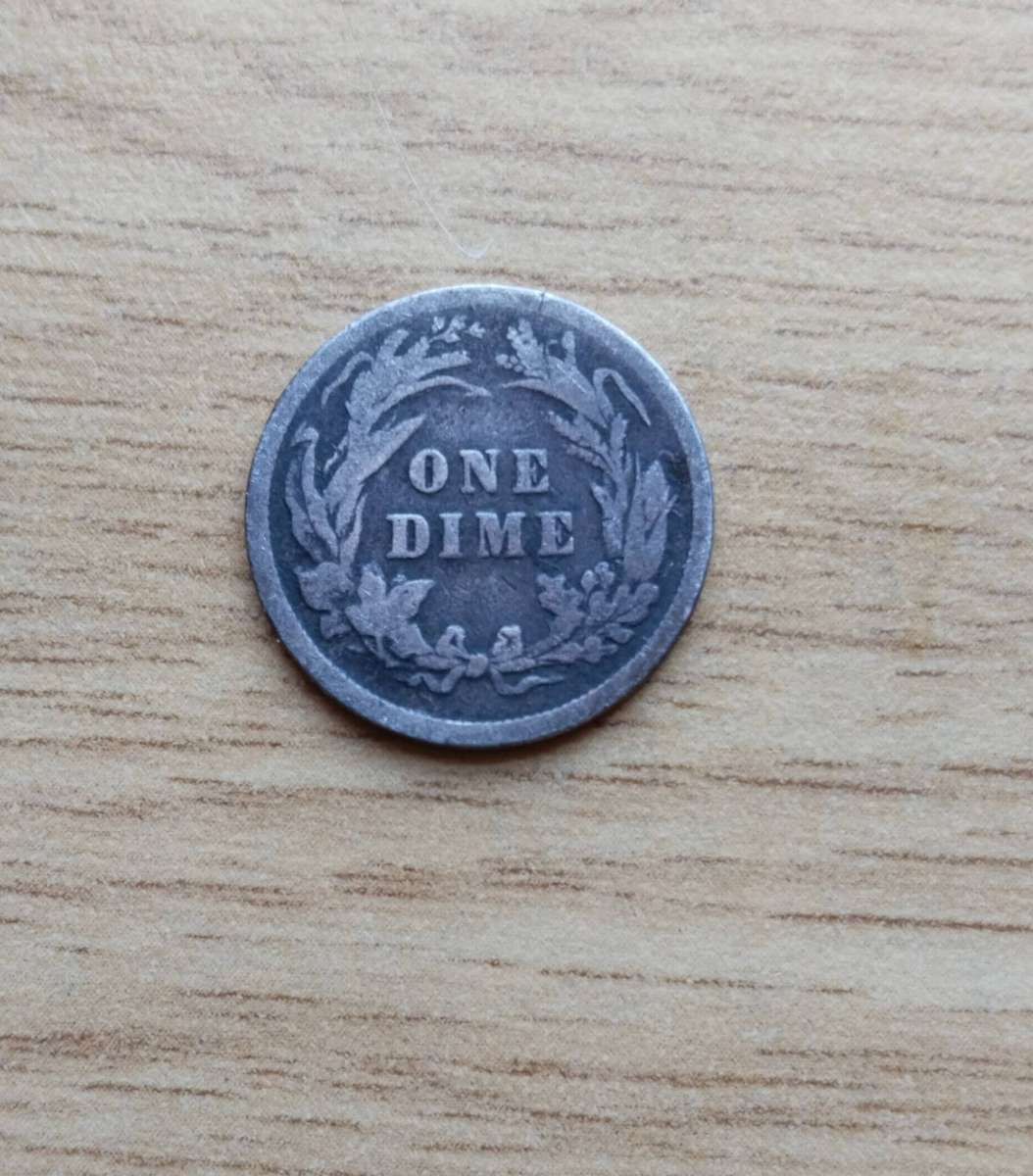 America 1897 Silver One Barber Dime. 2.23 grams. 90% Silver.