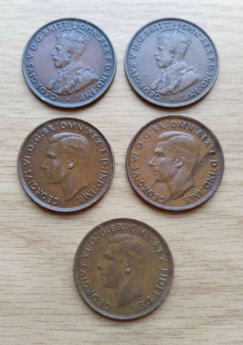 Australia Collection of 5 Old Good Condition Penny's.