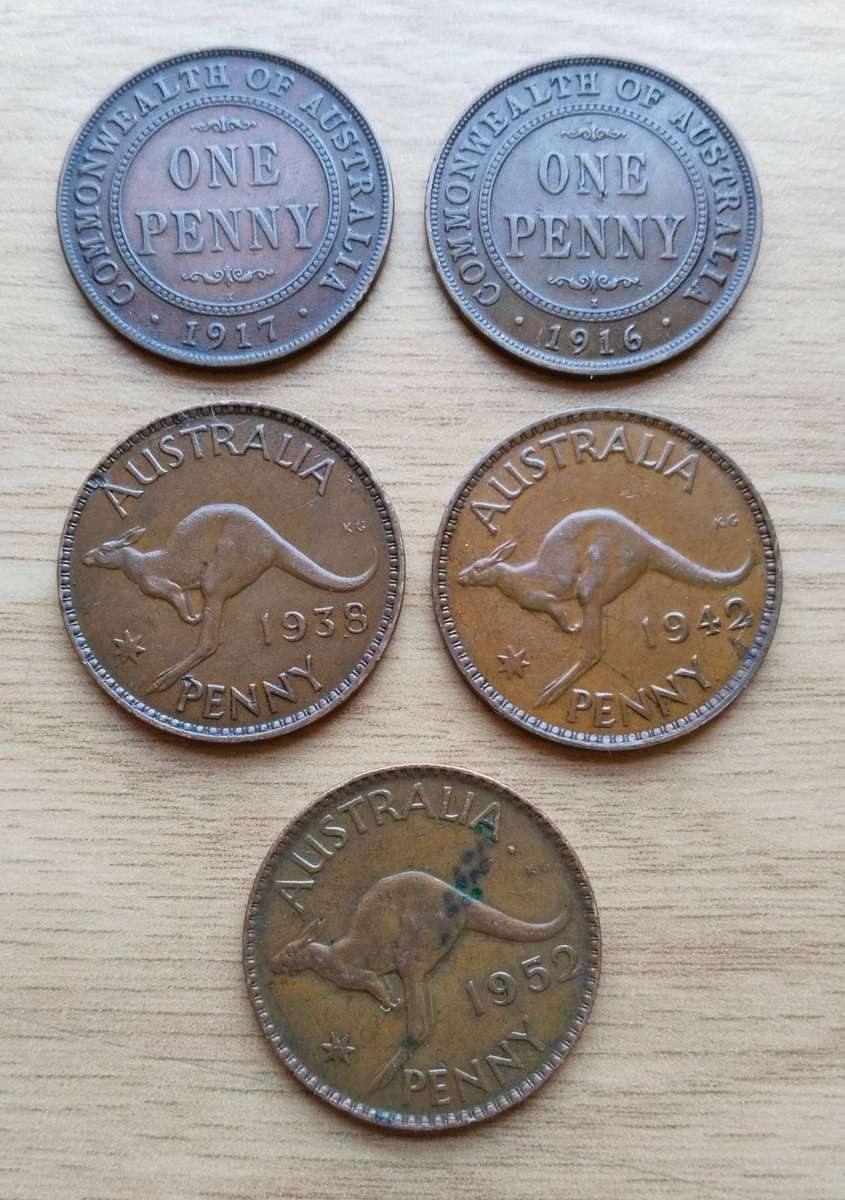 Australia Collection of 5 Old Good Condition Penny's.