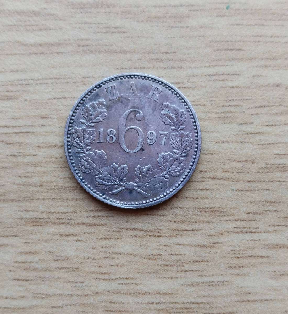 ZAR Paul Kruger 1897 Silver Sixpence. Good Condition.