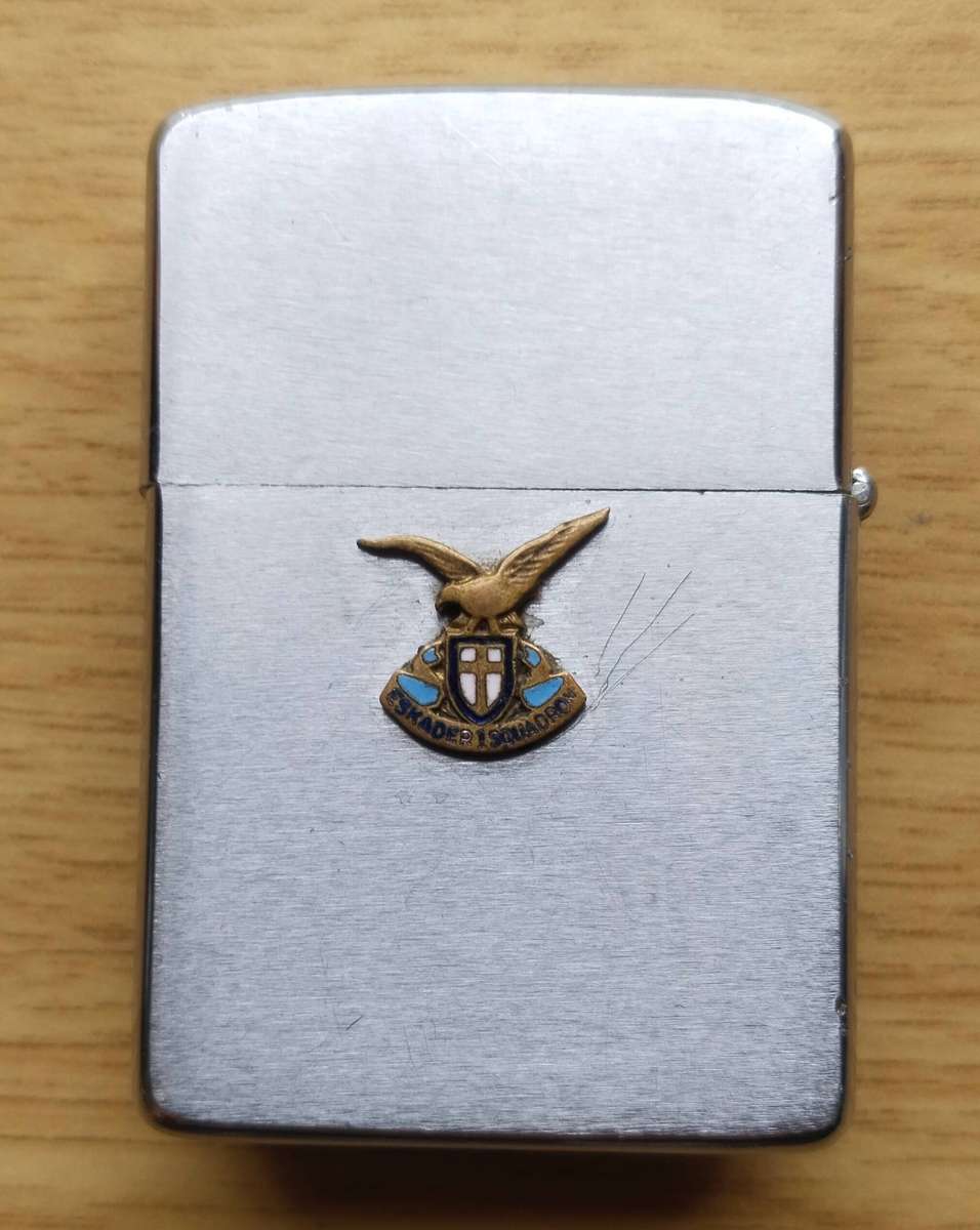 2 Squadron SAAF Pinback Badge Worn in Korea On Zippo Lighter.