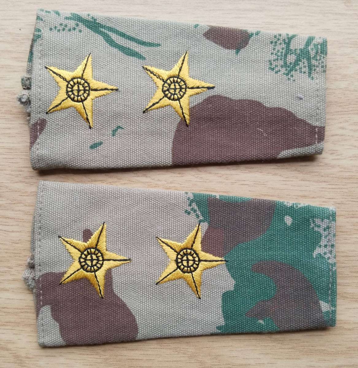 South African Army Police Taskforce Lieutenant Camo Rank Pair.