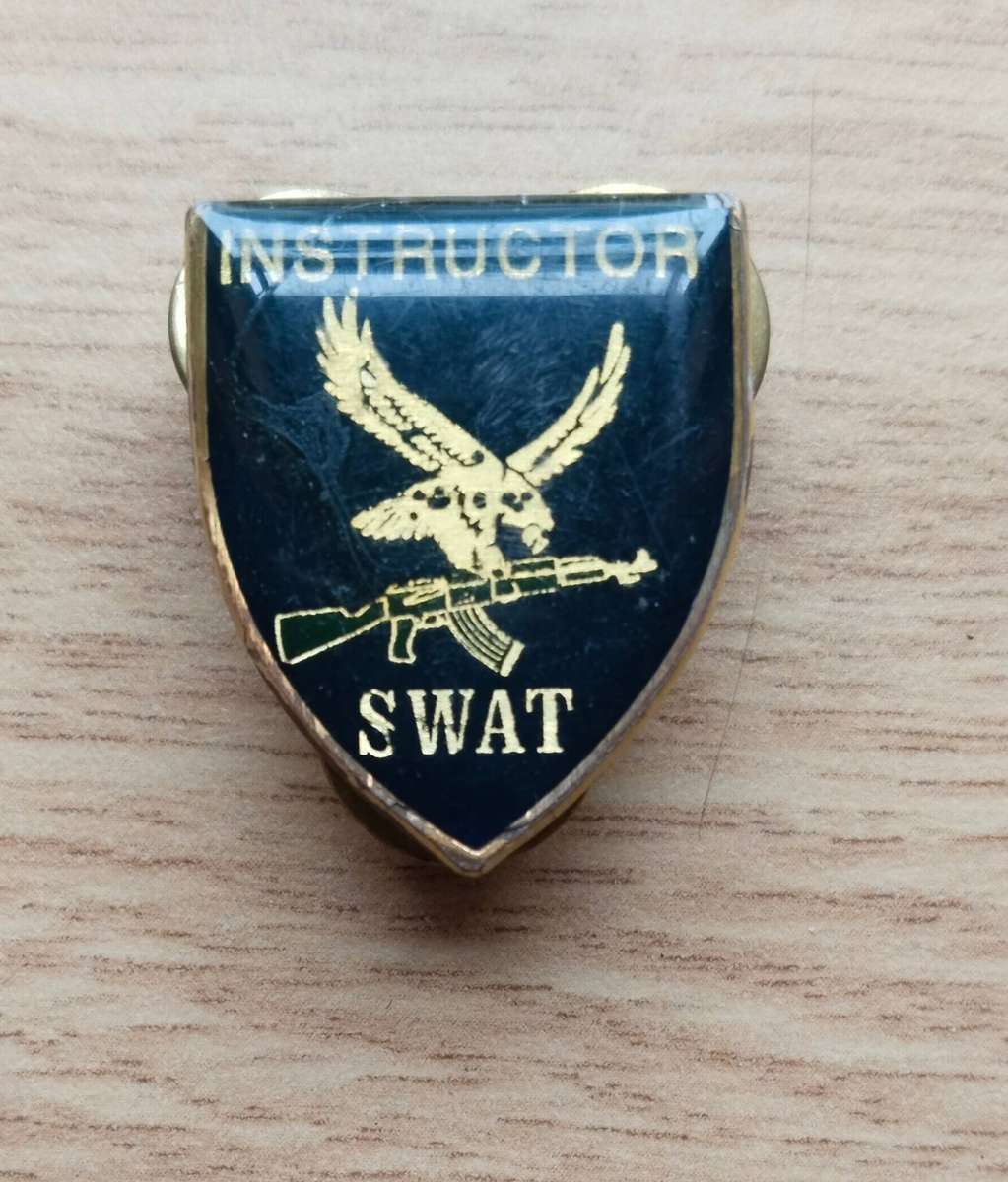 SAP SWAT Instructor Vintage Flash Badge.