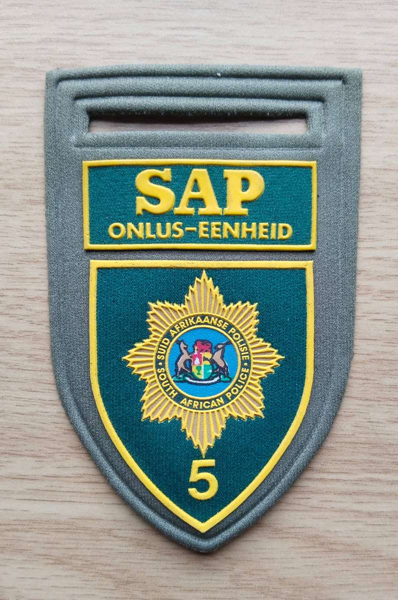 South African Police Old Riot Unit 5 Shoulder Flash.