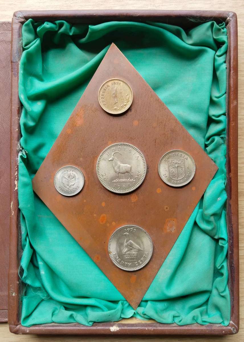 Rhodesia Coin Set in Wooden Display Box.