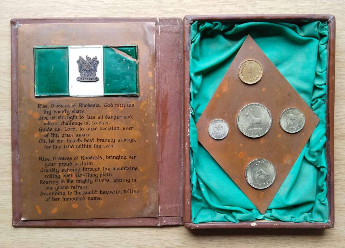 Rhodesia Coin Set in Wooden Display Box.