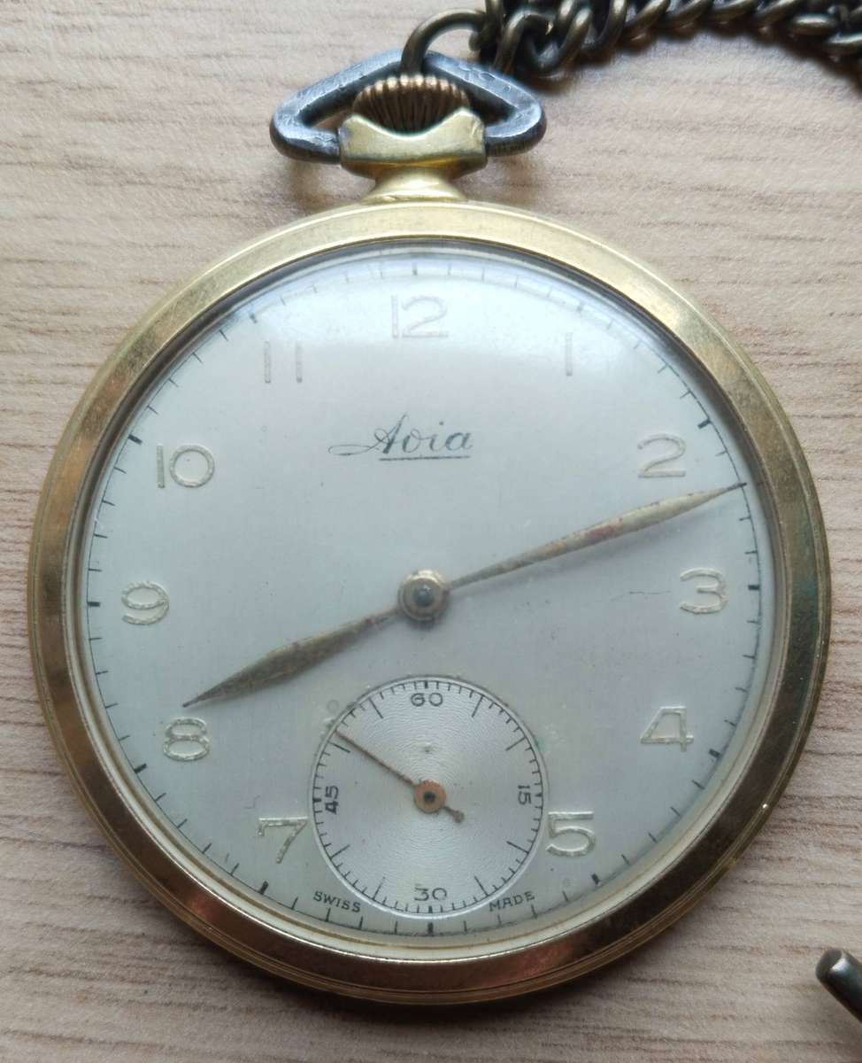 Avia Swiss Made Gold Filled Vintage Antique Pocket Watch. Working.