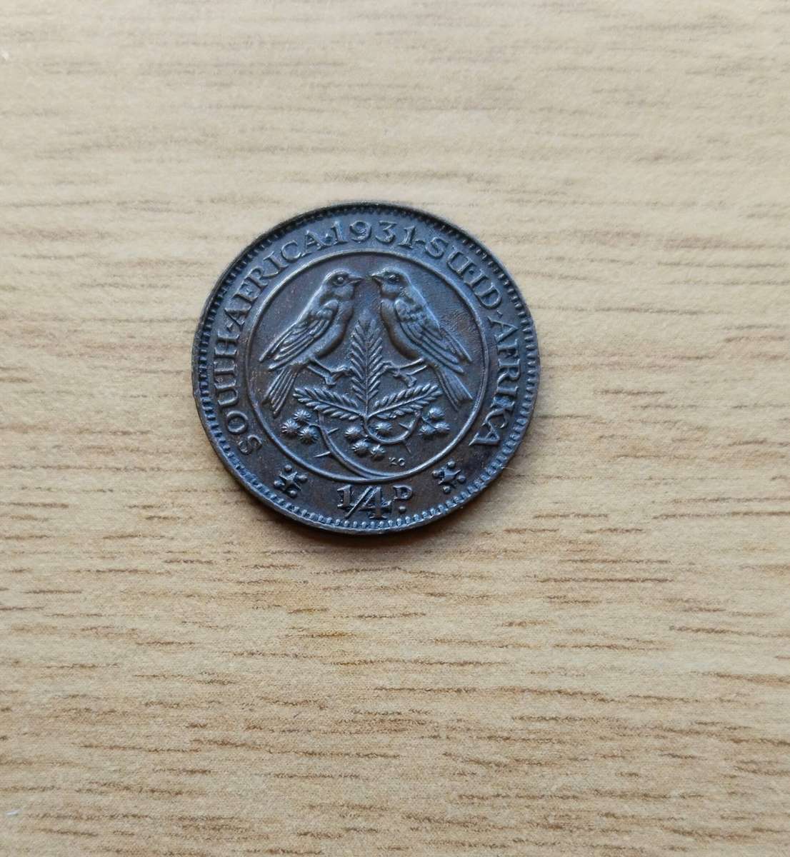 South Africa 1931 S Quarter Penny Farthing Rare Date - Rare