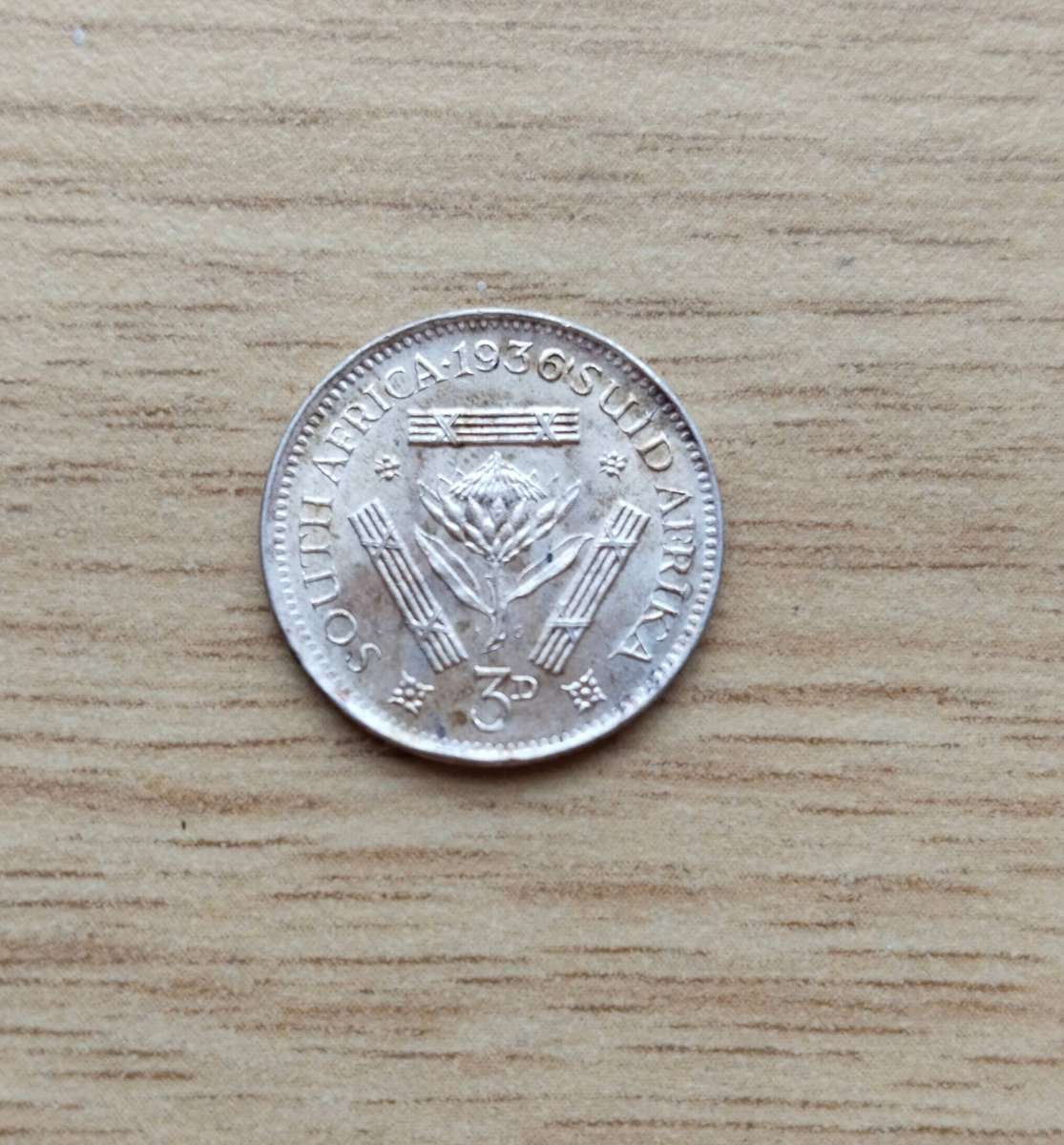 South Africa 1936 Silver Threepence.